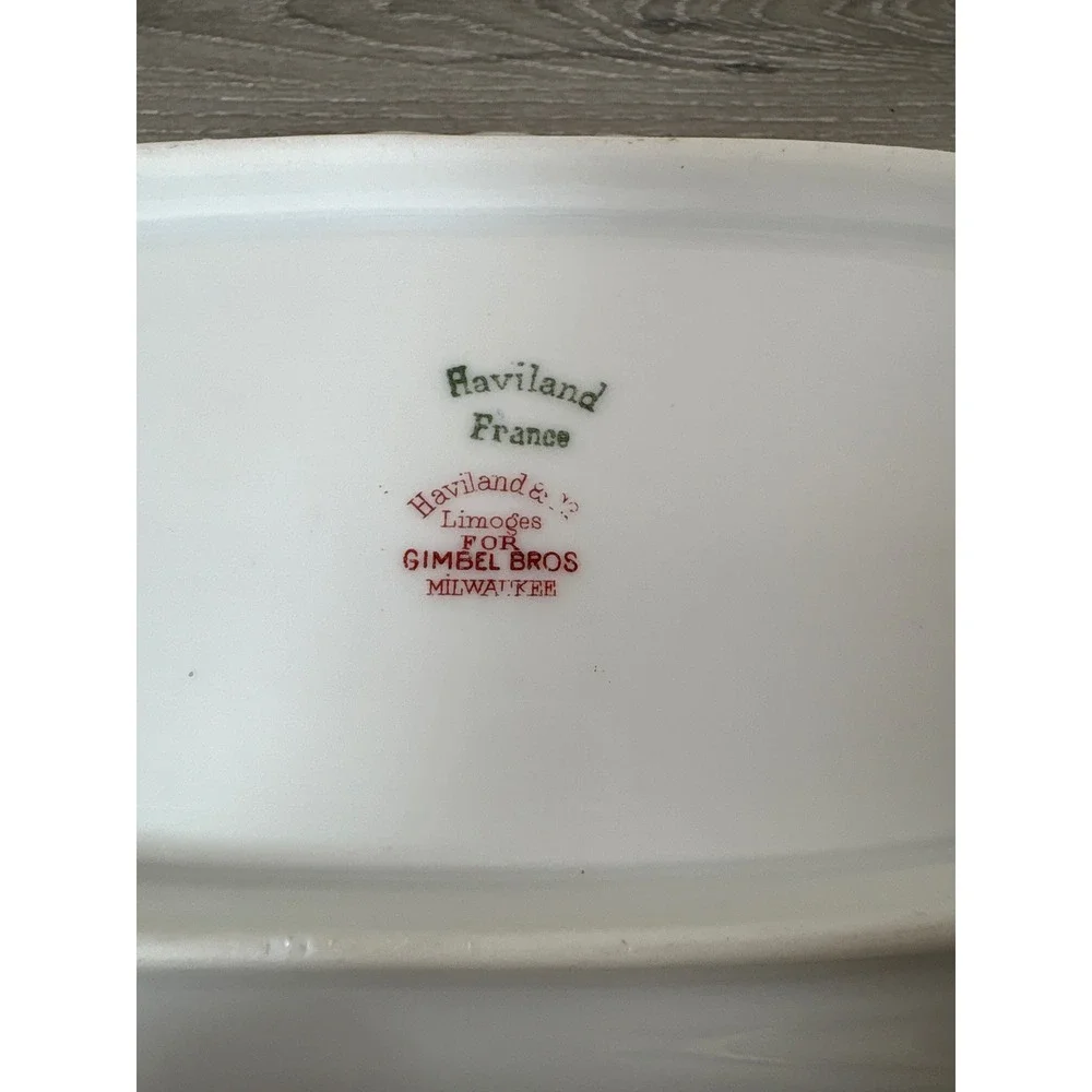 Haviland Limoges France Celery Tray Gimbel Bros Milwaukee Floral Gold Gilt 12in